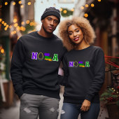 NOLAルイジアナマルディグラスパープルグリーンと金ゴールド スウェットシャツ