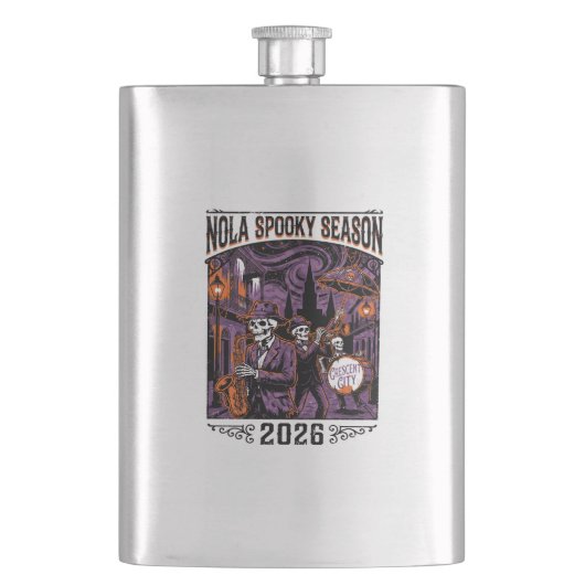 NOLA Crescent City Jazz Skeleton Parade 2026 フラスク (正面)