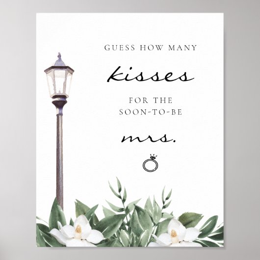 NOLA New Orleans Guess How Many Kisses Bridal Sign ポスター (正面)