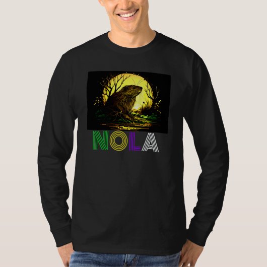 Nola Saying New Orleans Mardi Gras Nutria Rat  2 Tシャツ (正面)