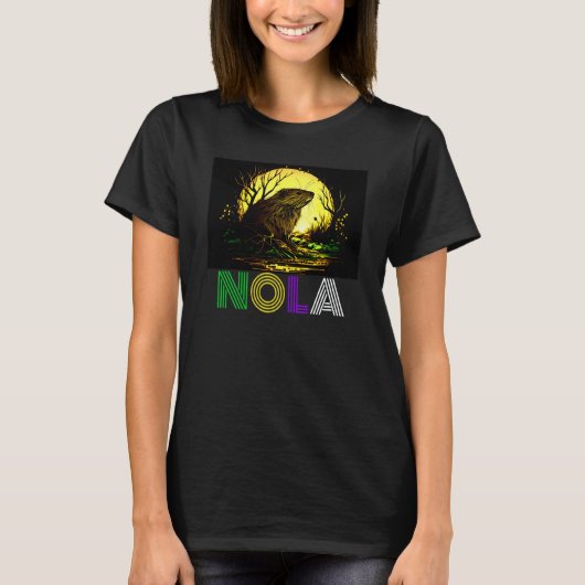 Nola Saying New Orleans Mardi Gras Nutria Rat  2 Tシャツ (正面)