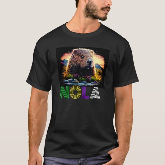 Nola Saying New Orleans Mardi Gras Nutria Rat  4 Tシャツ (正面)