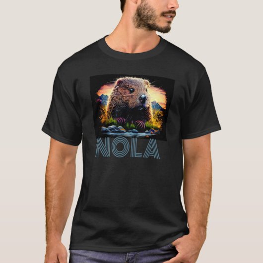 Nola Saying New Orleans Mardi Gras Nutria Rat  6 Tシャツ (正面)