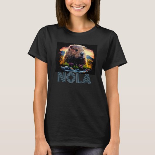 Nola Saying New Orleans Mardi Gras Nutria Rat  6 Tシャツ (正面)