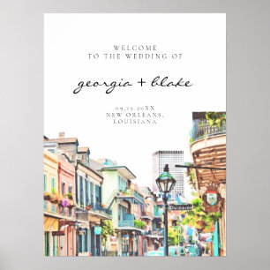 NOLA Watercolor New Orleans Wedding Welcome ポスター