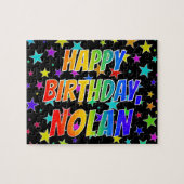 「NOLAN」名、おもしろい「ハッピーバースデー」 ジグソーパズル (横)