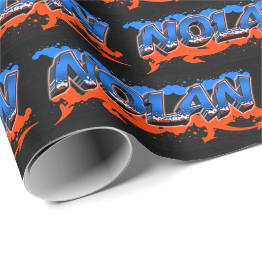 Nolan Vorname Name Graffiti blue orange ラッピングペーパー (ロールコーナー)
