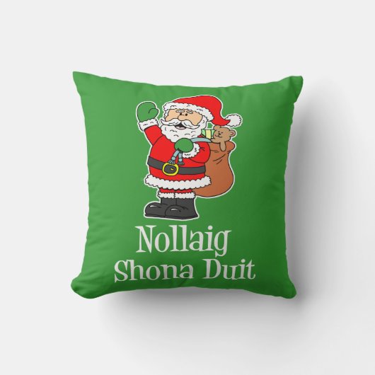 Nollaig Shona Duitのアイルランドのクリスマスサンタ クッション (正面)