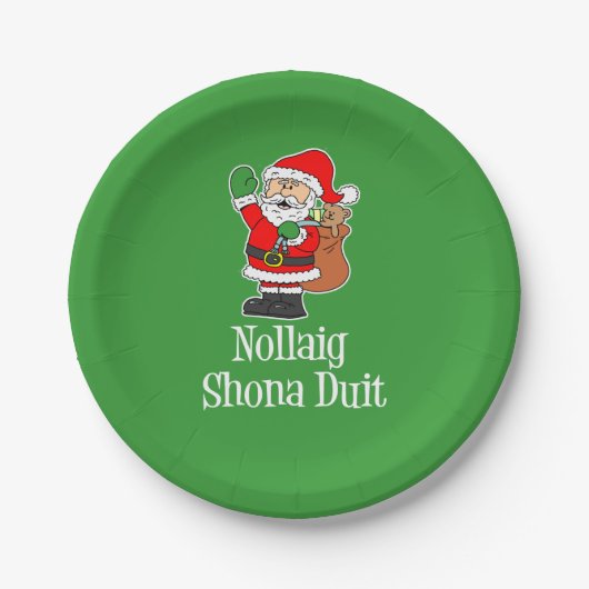Nollaig Shona Duitのアイルランドのクリスマスサンタ ペーパープレート (正面)