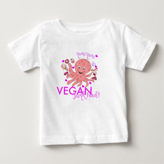 NOM NOMビーガンジャンクフードトドラーラッフルT ベビーTシャツ (正面)