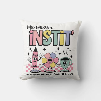 Nom Personnalisé Mignon Retro Pour Instit' クッション