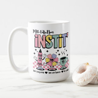 Nom Personnalisé Mignon Retro Pour Instit' コーヒーマグカップ