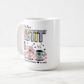Nom Personnalisé Mignon Retro Pour Instit' コーヒーマグカップ (正面左)