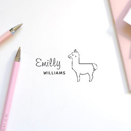 Nombre de animal personalizado de Cute Llama Alpac セルフインキングスタンプ