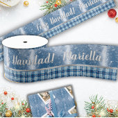 Nombre Spanish Feliz Navidad Elegante Azul グログランリボン