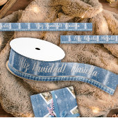 Nombre Spanish Feliz Navidad Elegante Azul グログランリボン