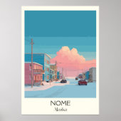 Nome Alaska Winter Town Road Scene ポスター (正面)
