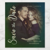 Non-伝統的 Wedding Save the Date Photo Couple ワインラベル (シングルラベル)