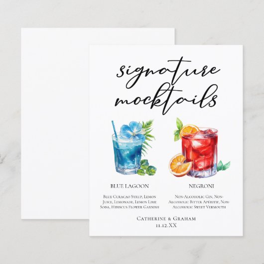Non-Alcoholic Blue Lagoon Negroni Mocktail Menu (正面/裏面)