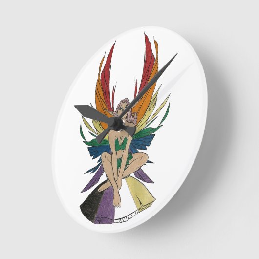 Non-binary Faerie ラウンド壁時計 (傾斜)