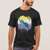 Non Binary Flag Turtle Sunglasses   LGBT Nonbinary Tシャツ (正面)