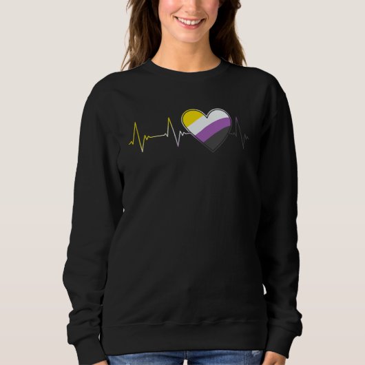 Non Binary Heartbeat Pride Month Nonbinary EKG P スウェットシャツ (正面)