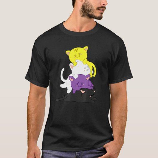 Non Binary  Non Binary Cat Lgbt Agender Supporter Tシャツ (正面)