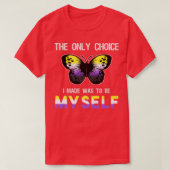 Non Binary Pride Butterfly Funny LGBT Nonbinary Fl Tシャツ (デザイン正面)