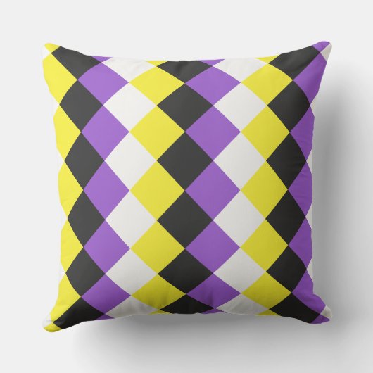 Non-binary pride colors checkered pattern クッション (裏面)
