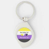 Non-binary pride flag with hearts keychain キーホルダー (正面)