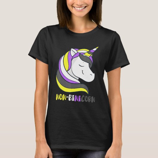 Non Binary Unicorn Smile Lgbt Nonbinary Flag Gende Tシャツ (正面)