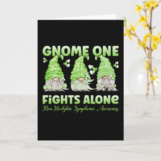 Non Hodgkin Lymphoma Cancer Lime Ribbon Gnome カード (黄色い花)