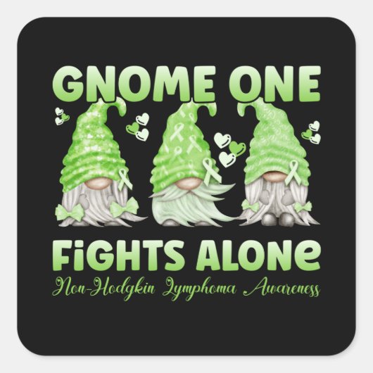 Non Hodgkin Lymphoma Cancer Lime Ribbon Gnome スクエアシール (正面)