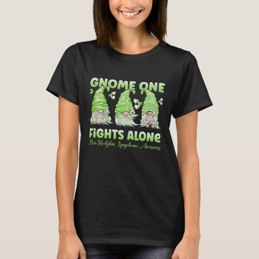 Non Hodgkin Lymphoma Cancer Lime Ribbon Gnome Tシャツ (正面)
