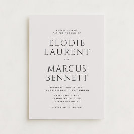 Non Photo Bold Names Modern Beige wedding  招待状