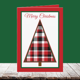 Non Photo Red Plaid Christmas Tree Christmas Card シーズンカード