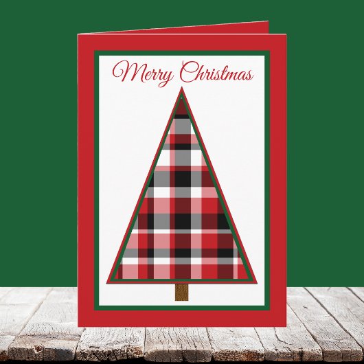Non Photo Red Plaid Christmas Tree Christmas Card シーズンカード
