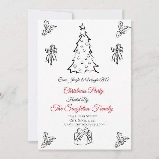 Non photo whimsical christmas 招待状 (正面)