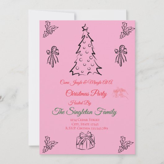 Non photo whimsical christmas invitation 招待状 (正面)