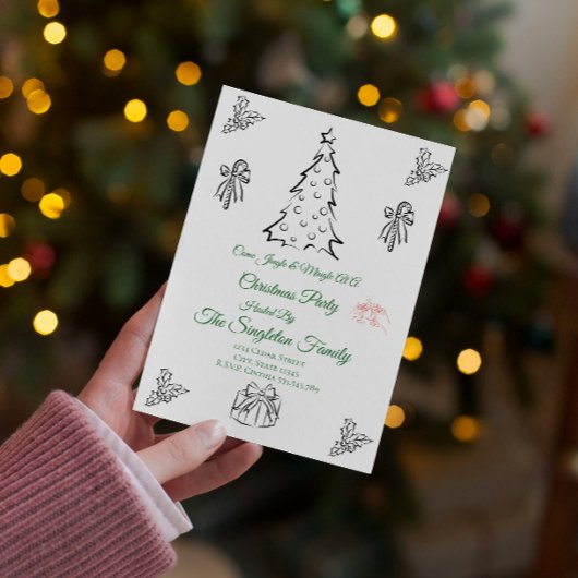 Non photo whimsical christmas invitation 招待状