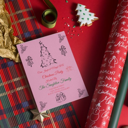 Non photo whimsical christmas invitation 招待状