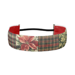 Non-Slip Headband in Christmas Vintage Plaid Look アスレチックヘッドバンド