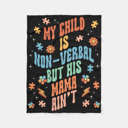 Non Verbal Autistic Nonspeaking Speech  フリースブランケット (正面)