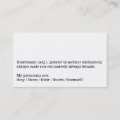 Nonbinaryのテレホンカード(def。 + ""代名詞) コーリングカード (裏面)