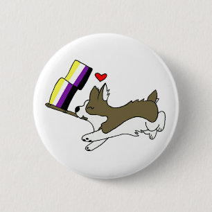 NonbinaryのプライドのコーギーPin 缶バッジ