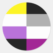 Nonbinary Asexual Dual Pride Flag ラウンドシール (正面)
