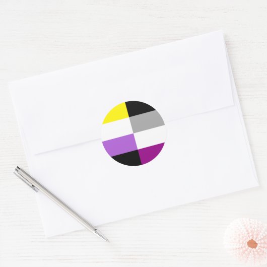 Nonbinary Asexual Dual Pride Flag ラウンドシール (封筒)