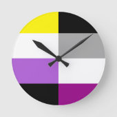 Nonbinary Asexual Dual Pride Flag ラウンド壁時計 (正面)