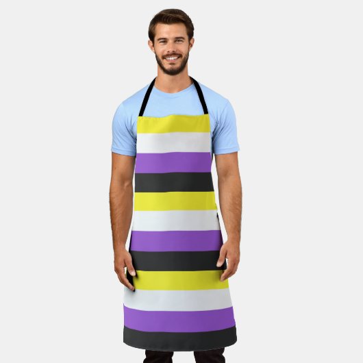 NonBinary Flag エプロン (着用した状態)