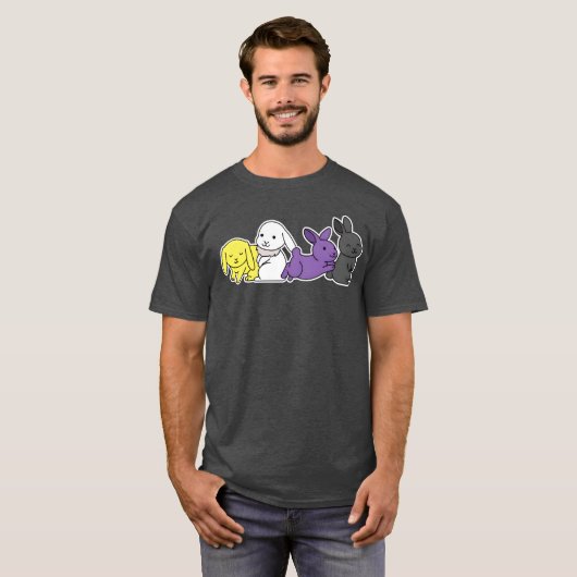 Nonbinary Flag Bunny Design for proud Enbys friend Tシャツ (正面フル)